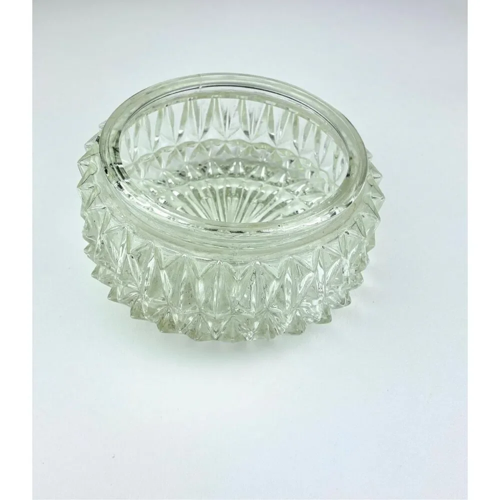 Vintage MCM Diamond Point Starburst Glass Ceiling Globe Light Shade 5 7/8 Fitter